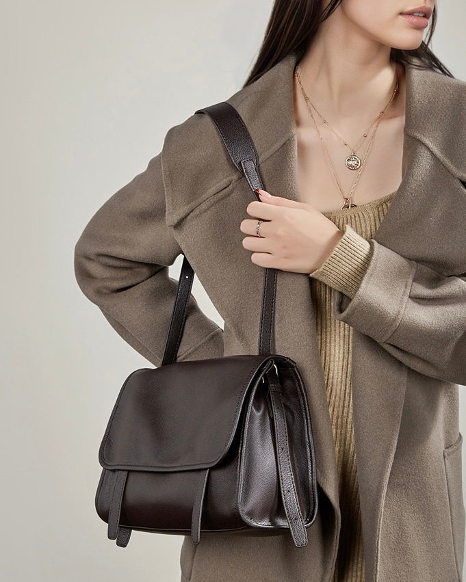 Vintage Flap Messenger Genuine Leather Bag - Large Capacity Versatile 2-Way Carry Satchel