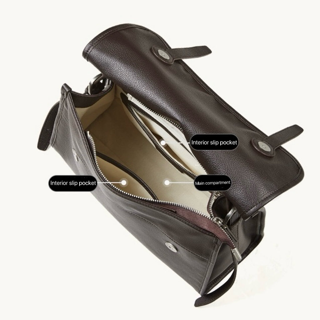 Vintage Flap Messenger Genuine Leather Bag - Large Capacity Versatile 2-Way Carry Satchel