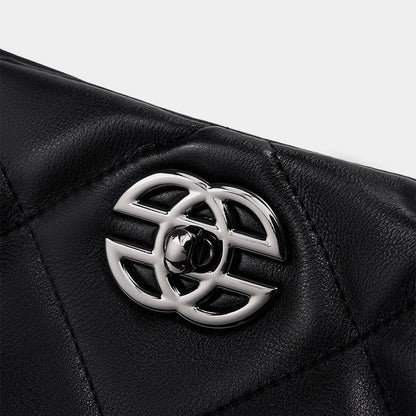 Classic Quilted Genuine Leather Bag - Luxury Chain Strap Tote with Mini Pouch