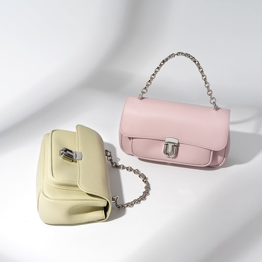 Schicke quadratische Mini-Tasche aus Rindsleder für den Frühling und Sommer mit Schlossverschluss
