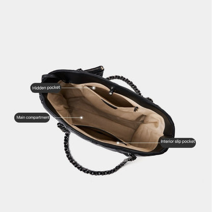 Classic Quilted Genuine Leather Bag - Luxury Chain Strap Tote with Mini Pouch