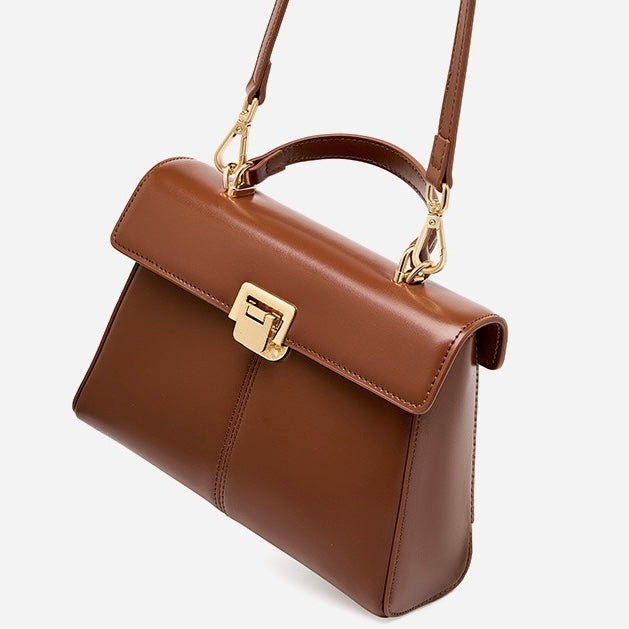 Damenhandtasche aus echtem Leder mit Hufeisenschnalle 