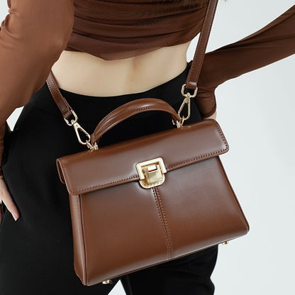 Damenhandtasche aus echtem Leder mit Hufeisenschnalle 