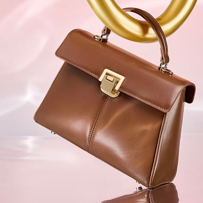 Damenhandtasche aus echtem Leder mit Hufeisenschnalle 