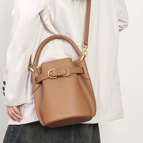 Stylish Exquisite Women's Genuine Leather Mini Bucket Crossbody Handbag