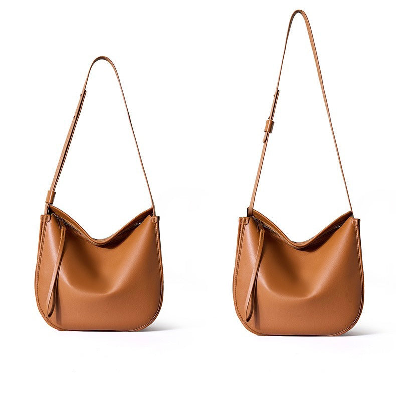 Women’s Genuine Leather Soft Tote Bag in Lazy Chic Style with Large Capacity