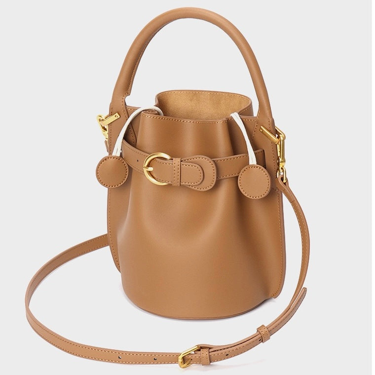 Stylish Exquisite Women's Genuine Leather Mini Bucket Crossbody Handbag