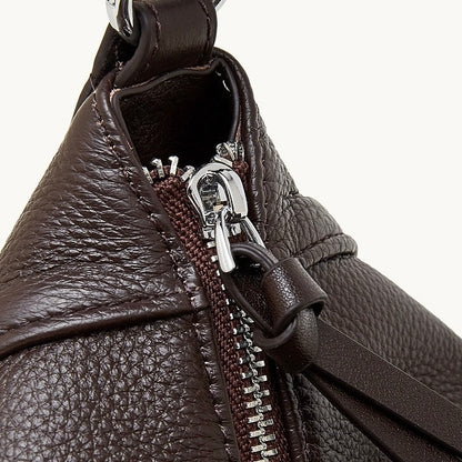 Urban Moto Genuine Leather Bag - Edgy Pebbled Shoulder Hobo with Tassels