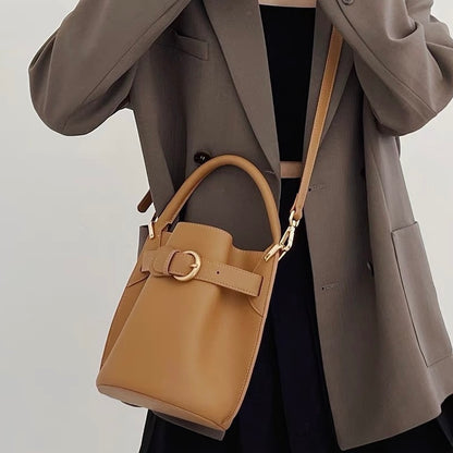 Stylish Exquisite Women's Genuine Leather Mini Bucket Crossbody Handbag