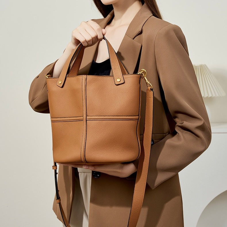 Women’s Genuine Leather Large Capacity Bucket Bag