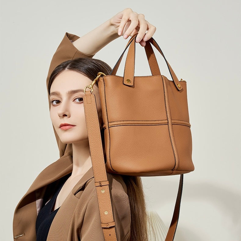 Women’s Genuine Leather Large Capacity Bucket Bag