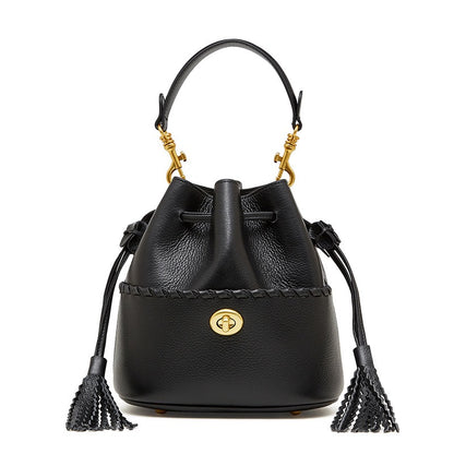 Damen Echtleder Neue Bucket Fringe Handtasche Umhängetasche