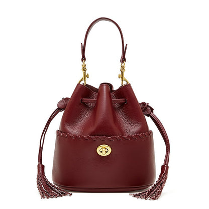 Damen Echtleder Neue Bucket Fringe Handtasche Umhängetasche
