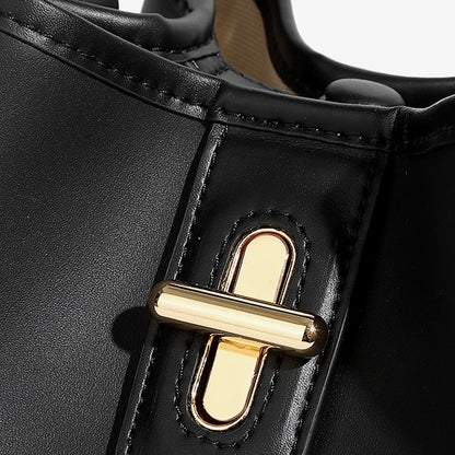 Mini-Eimer-Handtasche aus echtem Leder mit Premium-Verschluss, Umhängetasche für Damen