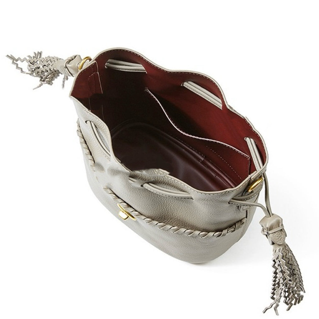 Damen Echtleder Neue Bucket Fringe Handtasche Umhängetasche
