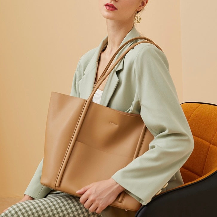Sommer-Einkaufstasche aus echtem Leder für Damen