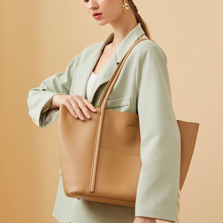Sommer-Einkaufstasche aus echtem Leder für Damen