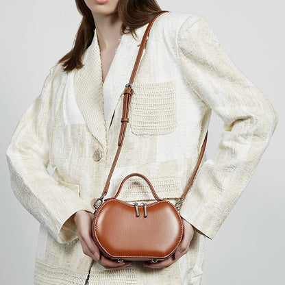 Women's Genuine Leather Unique Apple-Shaped Handbag