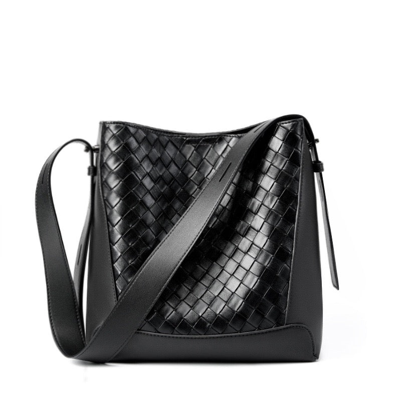 Women's Cowhide Handwoven Large Capacity Crossbody and Shoulder Bag