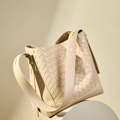 Women's Cowhide Handwoven Large Capacity Crossbody and Shoulder Bag