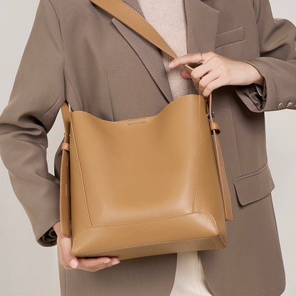 Sac seau surdimensionné en cuir véritable pour femme, à bandoulière et à bandoulière