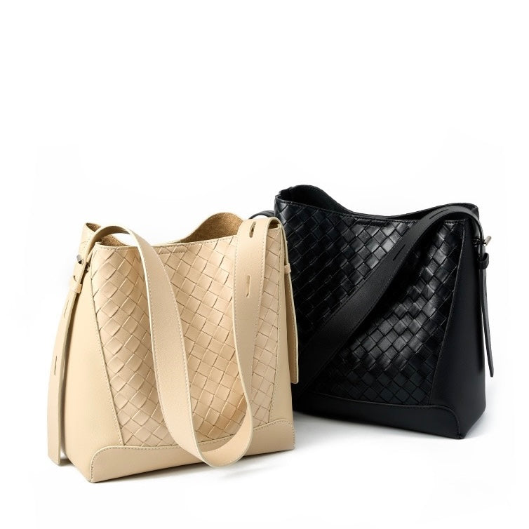 Women's Cowhide Handwoven Large Capacity Crossbody and Shoulder Bag