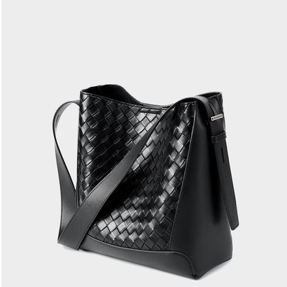 Women's Cowhide Handwoven Large Capacity Crossbody and Shoulder Bag