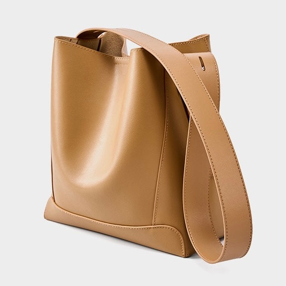 Sac seau surdimensionné en cuir véritable pour femme, à bandoulière et à bandoulière