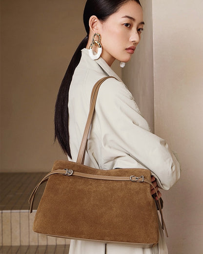 Retro Suede Large Capacity Genuine Leather Shoulder Bag