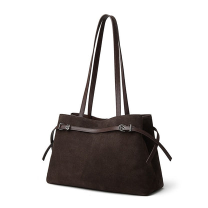 Retro Suede Large Capacity Genuine Leather Shoulder Bag