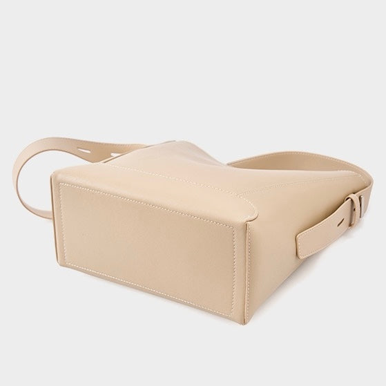 Sac seau surdimensionné en cuir véritable pour femme, à bandoulière et à bandoulière