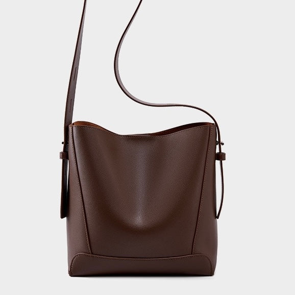 Sac seau surdimensionné en cuir véritable pour femme, à bandoulière et à bandoulière