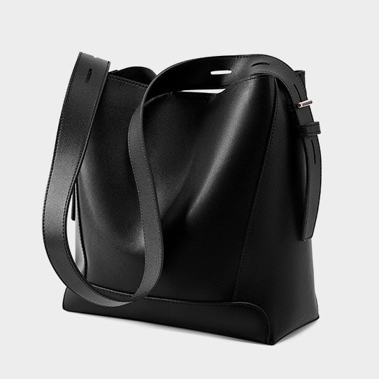 Sac seau surdimensionné en cuir véritable pour femme, à bandoulière et à bandoulière