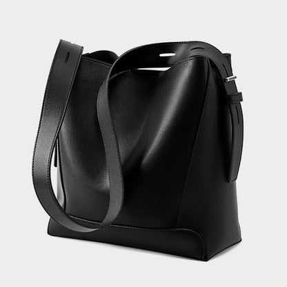Sac seau surdimensionné en cuir véritable pour femme, à bandoulière et à bandoulière
