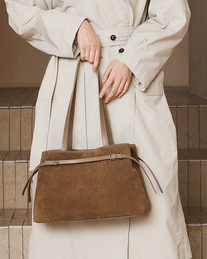 Retro Suede Large Capacity Genuine Leather Shoulder Bag
