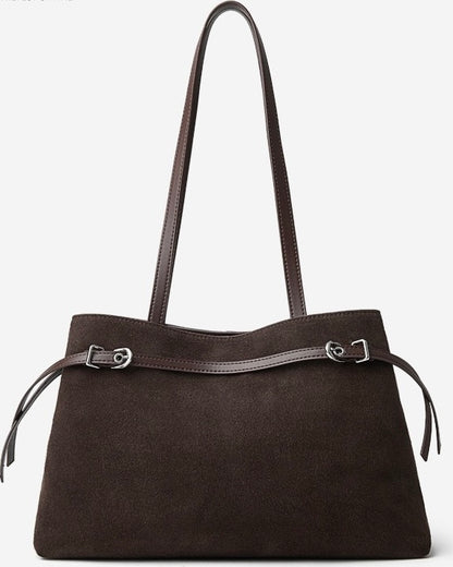 Retro Suede Large Capacity Genuine Leather Shoulder Bag