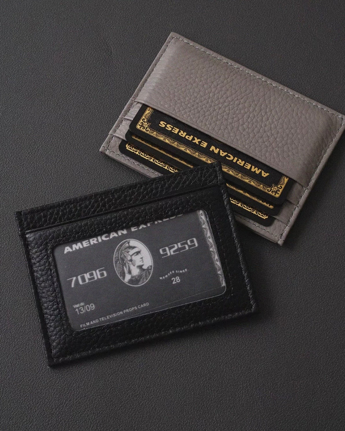Étui à cartes compact ultra-fin en cuir pleine fleur (multiples emplacements pour cartes)