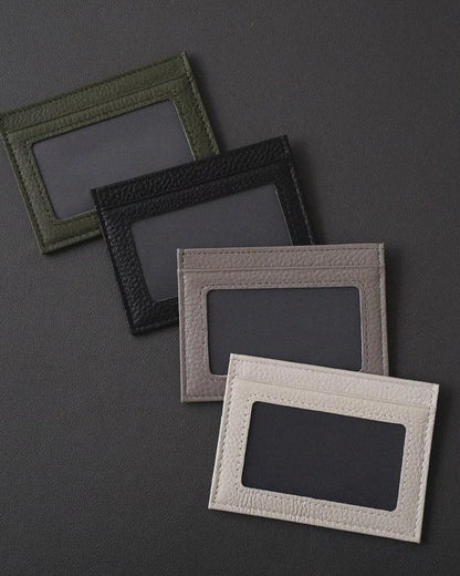 Étui à cartes compact ultra-fin en cuir pleine fleur (multiples emplacements pour cartes)