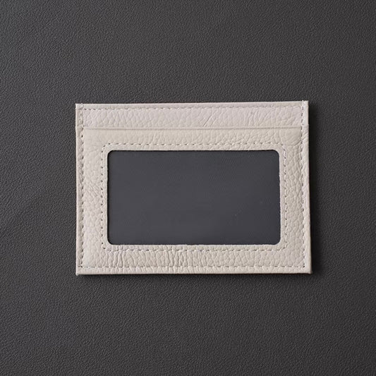 Ultra-Slim Pebbled Leather Card Holder with ID Window