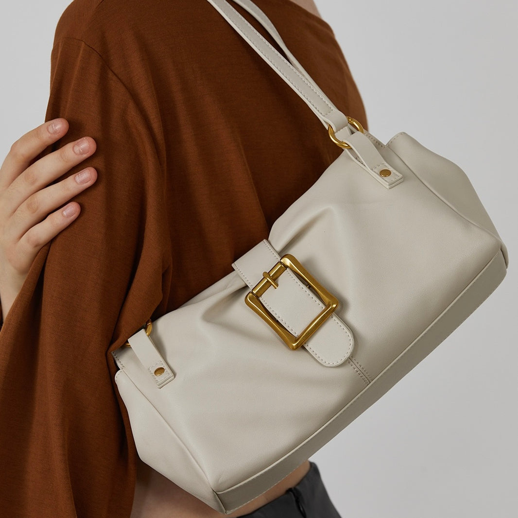 Sleek Leather Baguette Bag