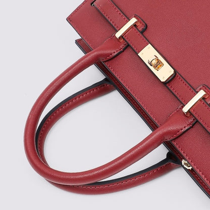 Stylish Red Women's Large Capacity Genuine Leather Tote Bag