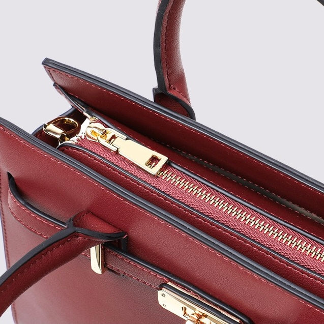 Stylish Red Women's Large Capacity Genuine Leather Tote Bag