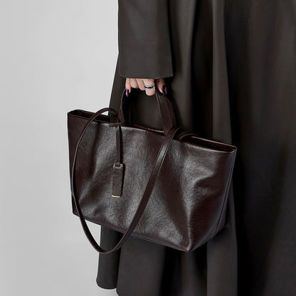 Women's Genuine Leather Vintage Soft Large-Capacity Crossbody Tote Bag