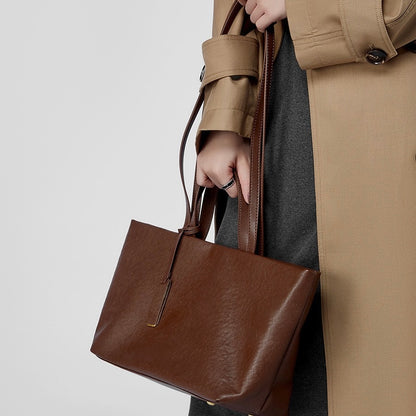 Women's Genuine Leather Vintage Soft Large-Capacity Crossbody Tote Bag