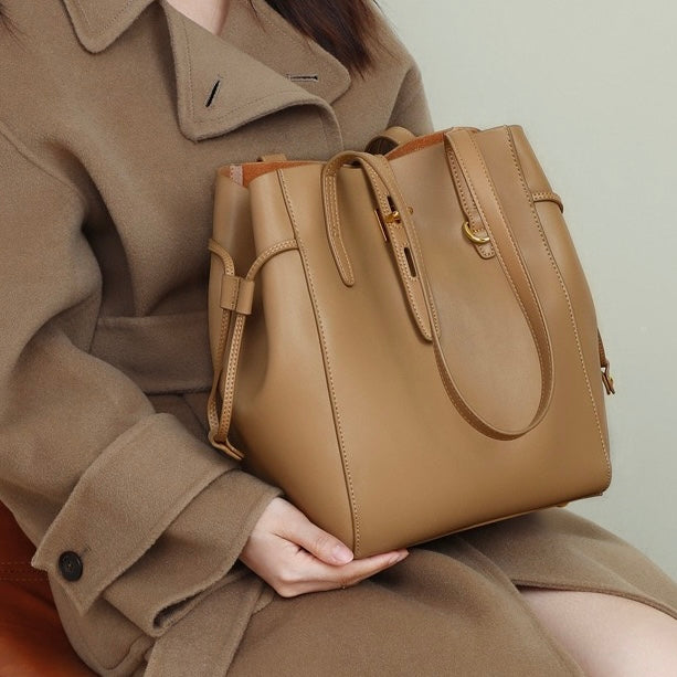 Sac fourre-tout vintage en cuir véritable pour femme avec boucle à cadenas