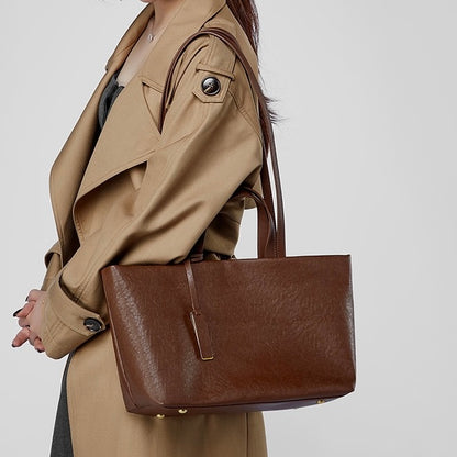 Women's Genuine Leather Vintage Soft Large-Capacity Crossbody Tote Bag