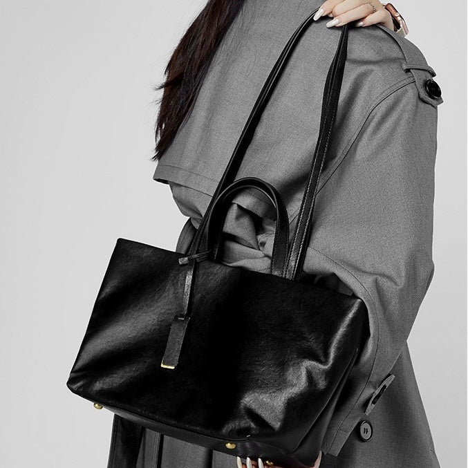 Women's Genuine Leather Vintage Soft Large-Capacity Crossbody Tote Bag