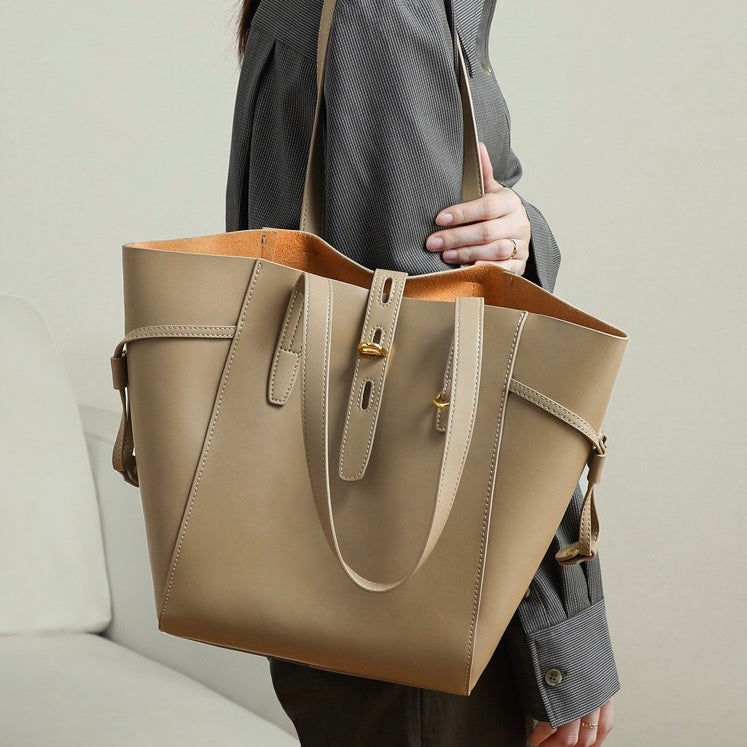 Sac fourre-tout vintage en cuir véritable pour femme avec boucle à cadenas