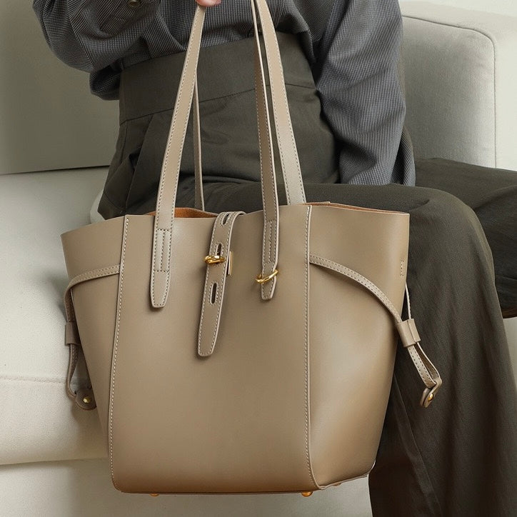 Sac fourre-tout vintage en cuir véritable pour femme avec boucle à cadenas