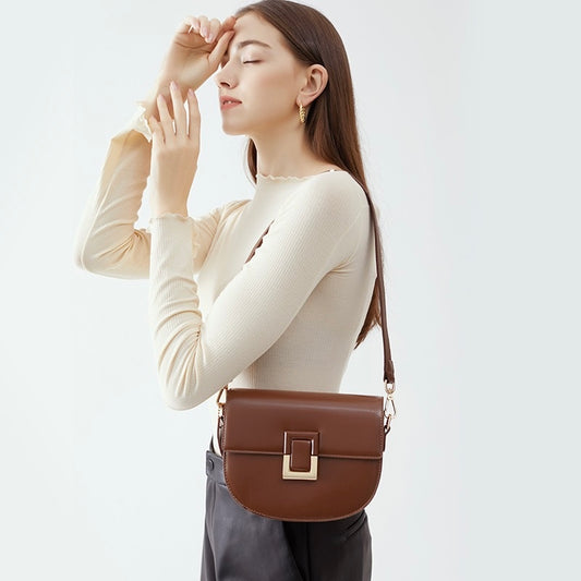 Sac bandoulière chic en cuir véritable pour femme